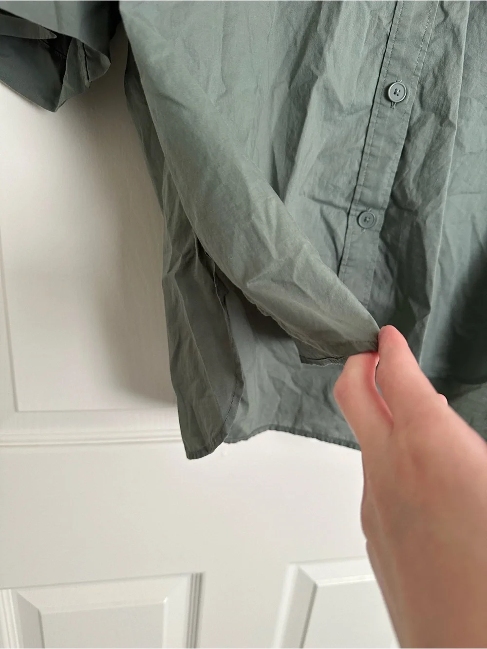 UNIQLO U Women’s Oversized Half-Sleeve Shirt Green L - Picture 5 of 7